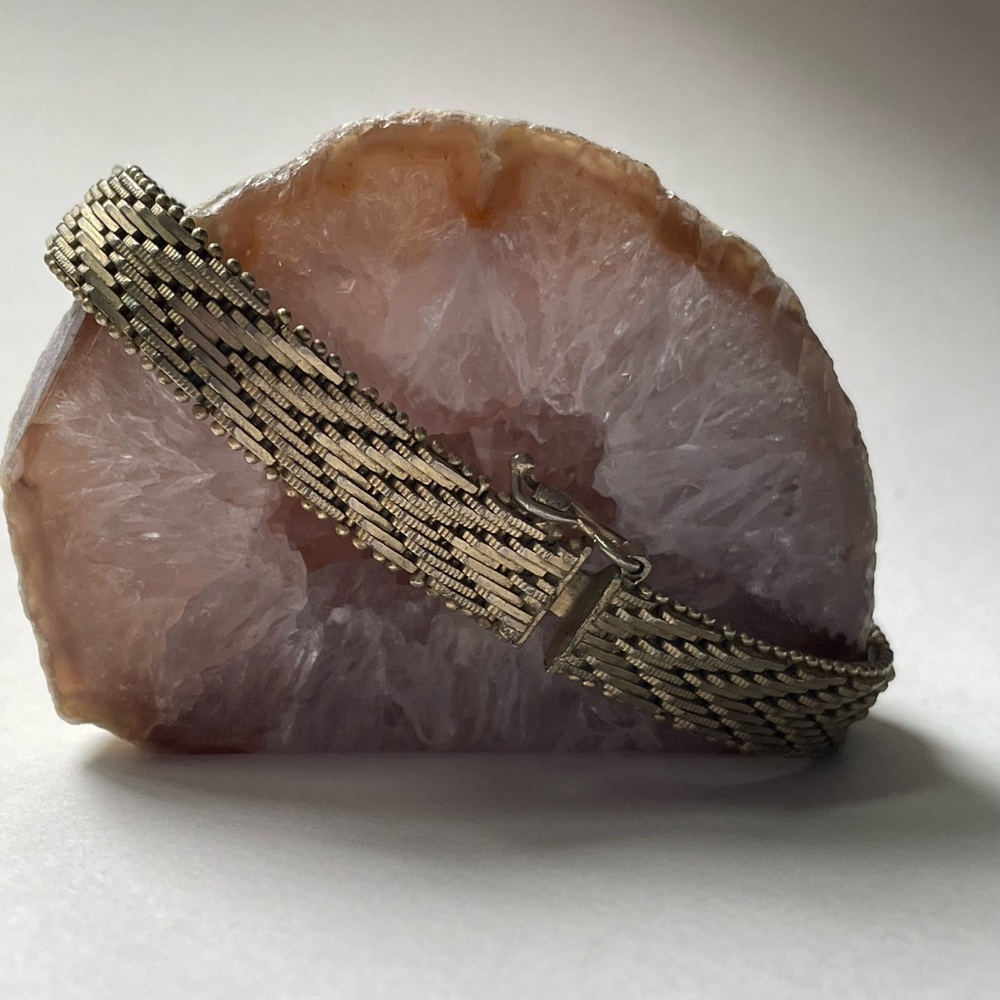 Vintage Gold Bracelet With V Shaped Texture